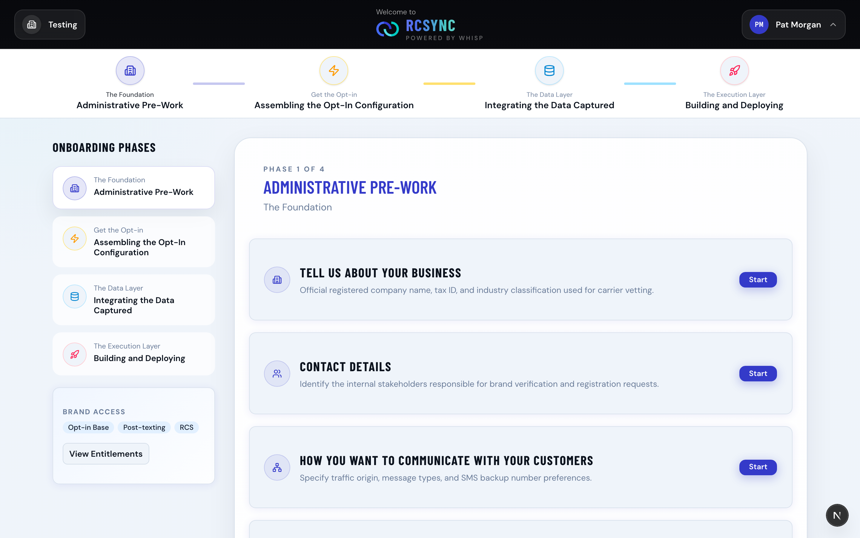Brand onboarding wizard